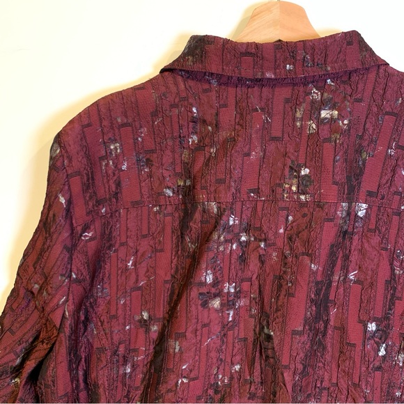 Erin London Burgundy Blazer Pockets Abstract Print Lined Size 3X - Picture 10 of 13